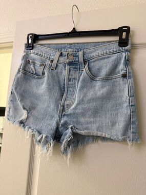 Levi's Light Blue Distressed Cutoff Denim Shorts